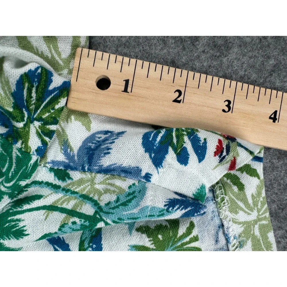 Monteau Los Angeles Tropical Palm Print Linen Blend Shorts White‎ Blue Green M